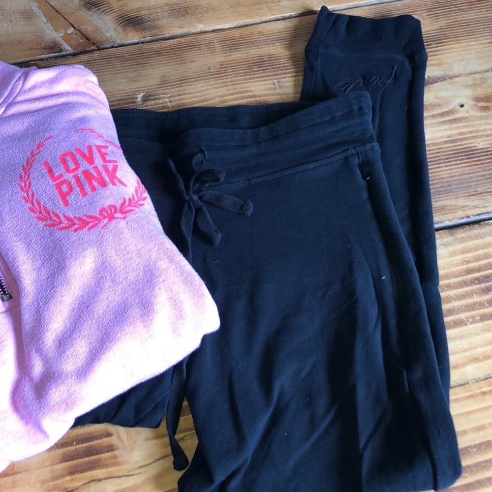 Pink Victoria’s Secret bundle sweatshirt and sweatpant like leggings size large‍ - Picture 3 of 5